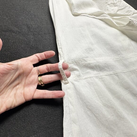 SANDRO Women Button Front Pleated Blouse Sleeveless Linen Blend Sz M White 13-3 - Picture 11 of 11